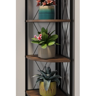 Kovový rohový regál SARUL, černá/lydia