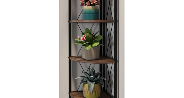 Kovový rohový regál SARUL, černá/lydia