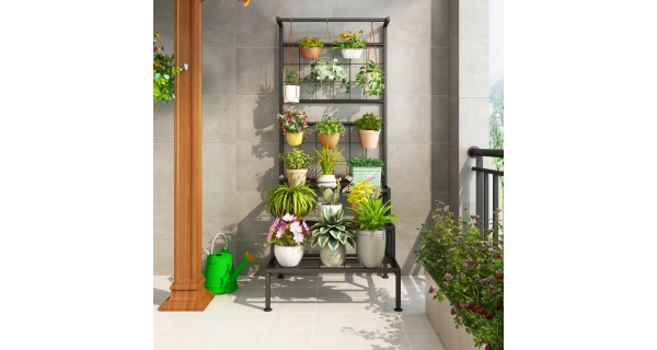 Kovový stojan na květiny TERIA, černá