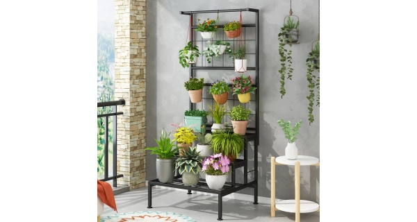 Kovový stojan na květiny TERIA, černá