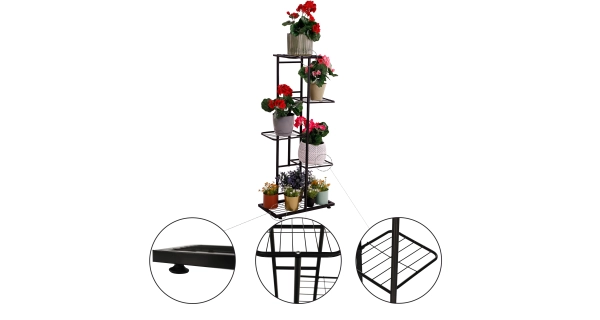 Kovový stojan na květiny TORRIA 1, tmavě šedá