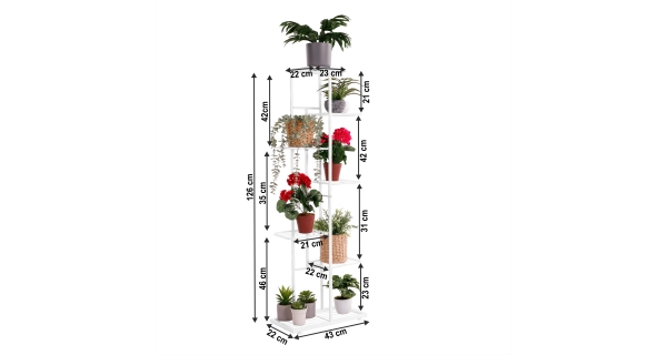 Kovový stojan na květiny TORRIA 2, bílá