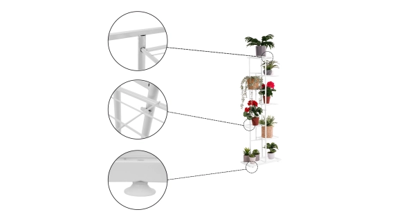 Kovový stojan na květiny TORRIA 2, bílá