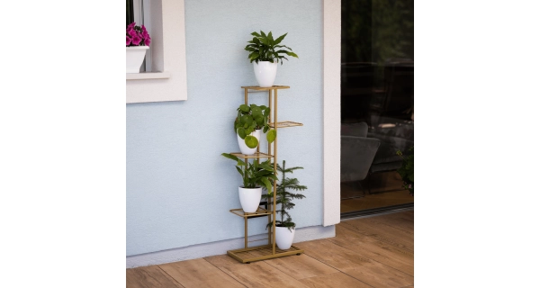 Kovový stojan na květiny TORRIA 3, zlatá