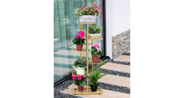 Kovový stojan na květiny TORRIA 3, zlatá