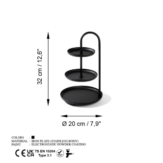 Kovový třípatrový etažér NN01211, černá