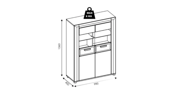 Kredenc FILIPPOPOLI 2D, dub evoke/bílá alpský lesk