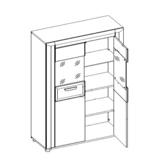 Kredenc FILIPPOPOLI 2D, dub evoke/bílá alpský lesk