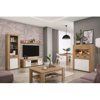 Kredenc FILIPPOPOLI 2D, dub evoke/bílá alpský lesk