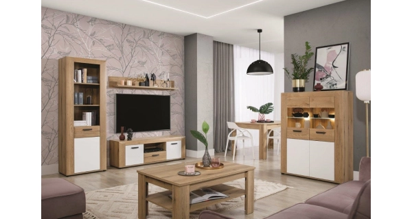 Kredenc FILIPPOPOLI 2D, dub evoke/bílá alpský lesk