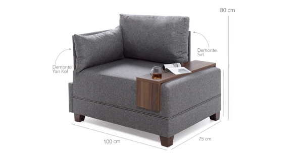 Křeslo ASPASIA, levé, hnědá