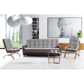 Křeslo BUKHAN, béžová látka/hnědá látka