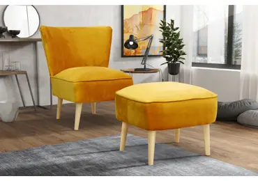 Křeslo CHADA s taburetem, žlutá