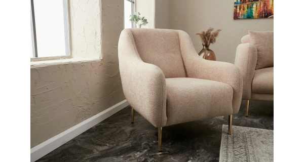 Křeslo CORTNEY, béžová/zlatá