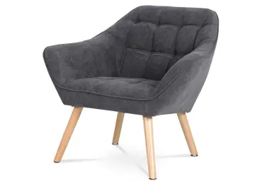 Křeslo MANGUSO, tmavě šedá látka/masiv kaučukovník přírodní