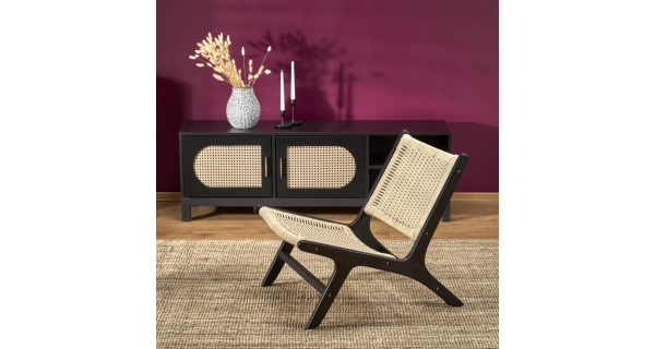 Křeslo PLATTA, černá/přírodní