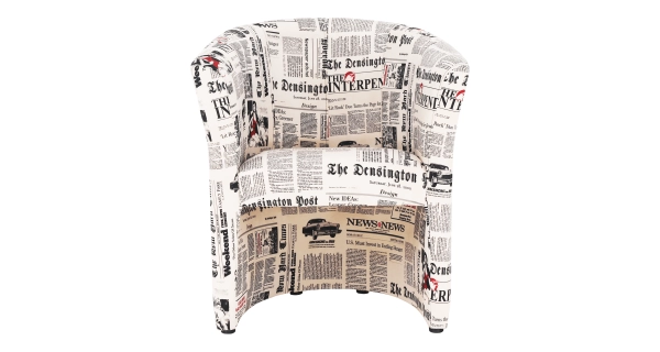 Křeslo TUANGU, látka potisk noviny