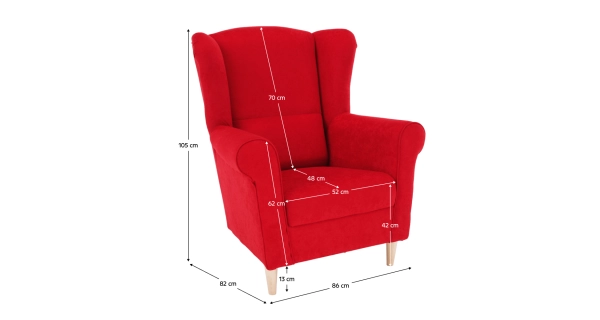 Křeslo ušák BABAR, červená látka