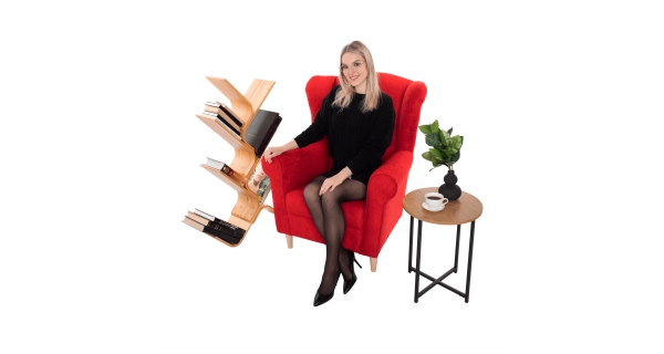 Křeslo ušák BABAR, červená látka