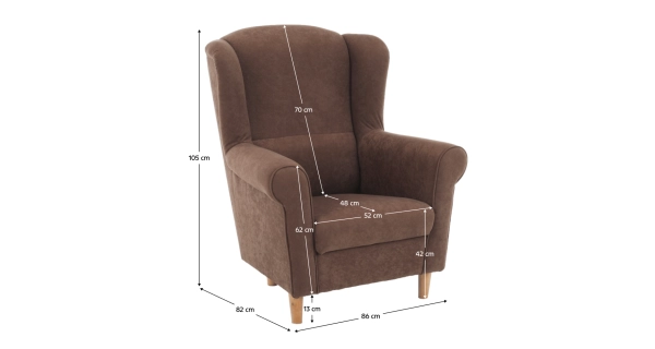 Křeslo ušák BABAR, hnědá látka