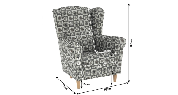 Křeslo ušák BABAR, vzor patchwork N1