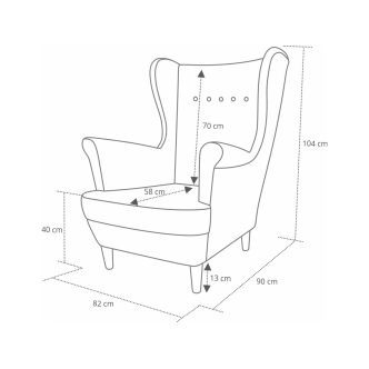 Křeslo ušák GAPTER, tmavě šedá látka