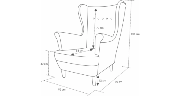 Křeslo ušák GAPTER, tmavě šedá látka