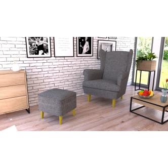 Křeslo ušák GAPTER, tmavě šedá látka