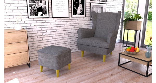 Křeslo ušák GAPTER, tmavě šedá látka