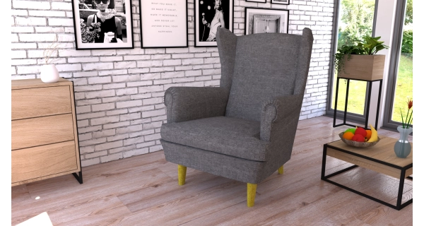 Křeslo ušák GAPTER, tmavě šedá látka