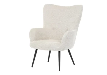 Křeslo ušák LIRVI, krémová látka, černý kov