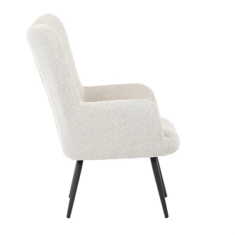 Křeslo ušák LIRVI, krémová látka, černý kov