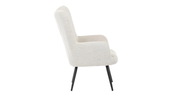 Křeslo ušák LIRVI, krémová látka, černý kov