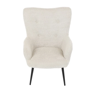 Křeslo ušák LIRVI, krémová látka, černý kov