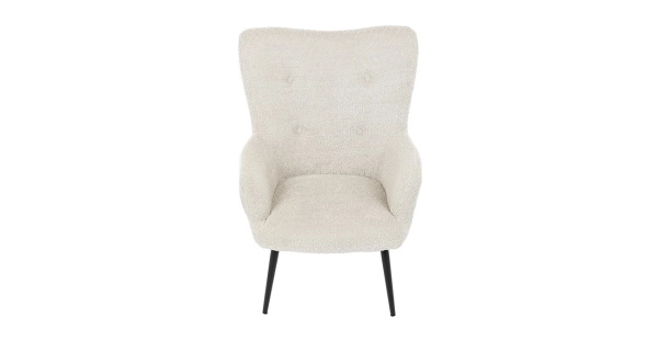 Křeslo ušák LIRVI, krémová látka, černý kov