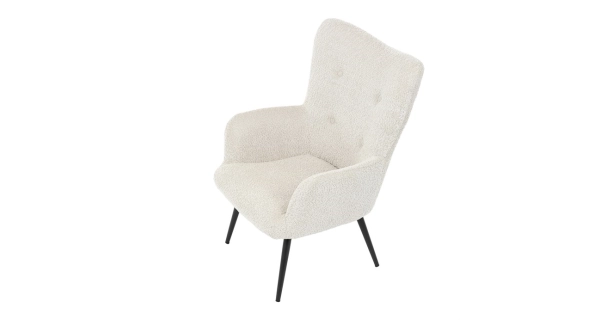 Křeslo ušák LIRVI, krémová látka, černý kov