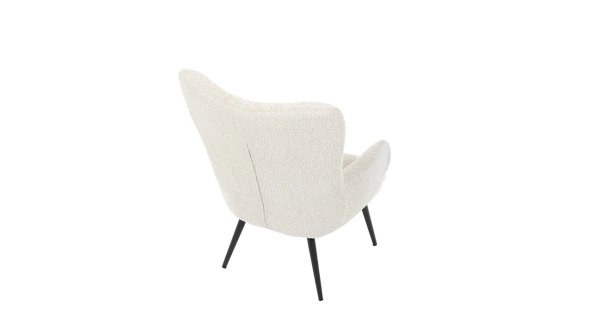 Křeslo ušák LIRVI, krémová látka, černý kov