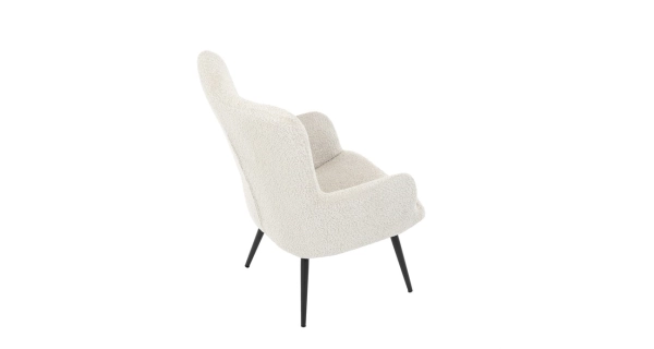 Křeslo ušák LIRVI, krémová látka, černý kov