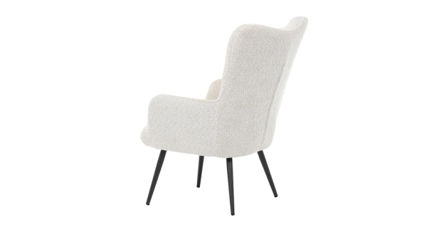 Křeslo ušák LIRVI, krémová látka, černý kov