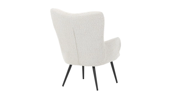 Křeslo ušák LIRVI, krémová látka, černý kov