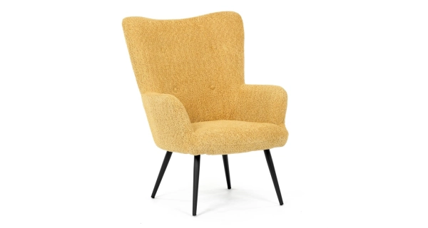 Křeslo ušák LIRVI, krémová látka, černý kov