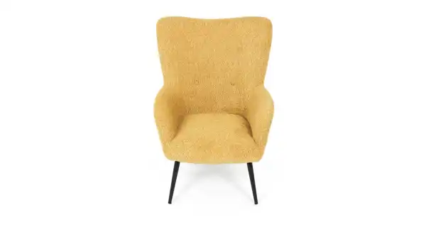 Křeslo ušák LIRVI, krémová látka, černý kov