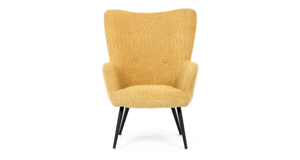 Křeslo ušák LIRVI, krémová látka, černý kov