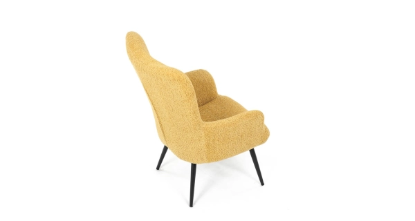 Křeslo ušák LIRVI, krémová látka, černý kov