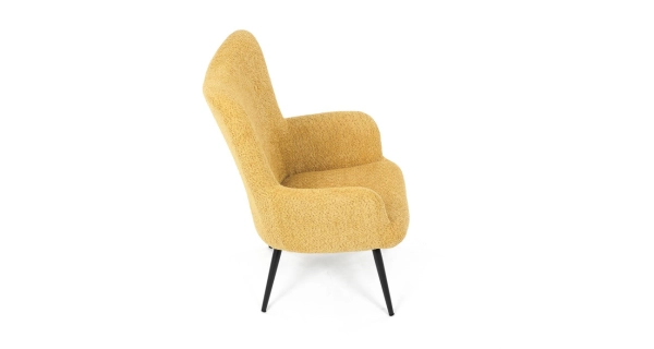 Křeslo ušák LIRVI, krémová látka, černý kov