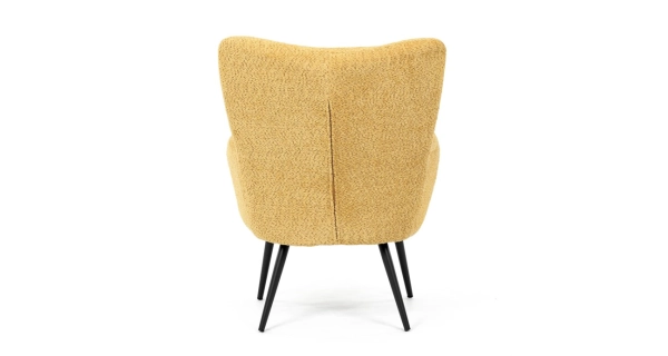 Křeslo ušák LIRVI, krémová látka, černý kov