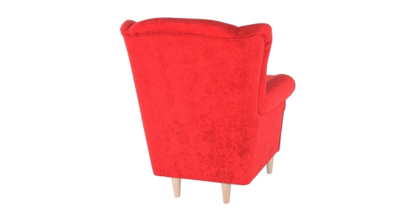 Křeslo ušák WANGI s taburetem, červená látka