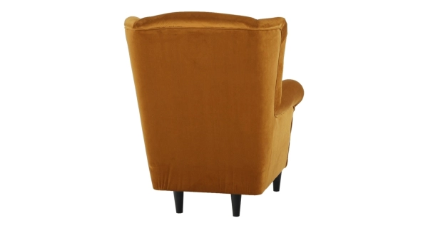 Křeslo ušák WANGI s taburetem, hořčicová