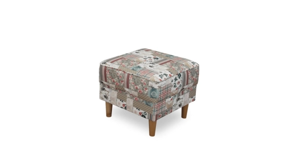Křeslo ušák WANGI s taburetem, látka patchwork