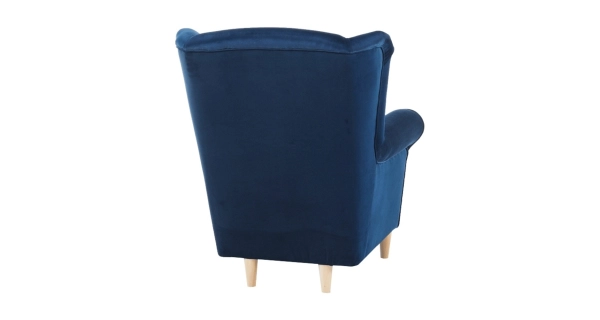 Křeslo ušák WANGI s taburetem, modrá